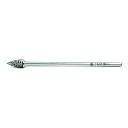 Continental Abrasives SG-5 Double Cut Arch Pointed Nose Tungsten Carbide Burr  6" Shank CB-SG5DL6